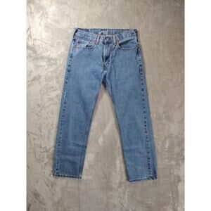 Levis 505 Jeans Mens 32x30 Straight Relaxed Lt Wash Western Cowboy Rodeo Casual